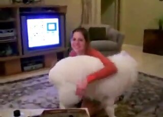 Older lady wants that white dog’s hard cock NOW