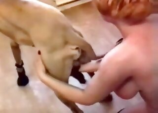 Naughty pet gets to screw a twisted blondie here